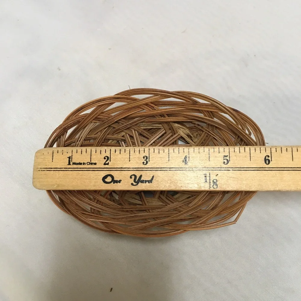 Woven Wicker Basket Home Decor Small Brown Oval Open Weave Cottagecore Bohemian